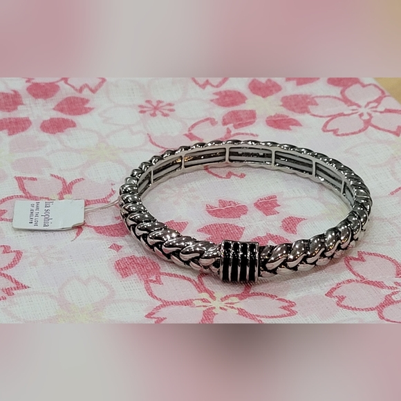 Lia Sohia Braided Design Stretch Bangle Bracelet - Picture 10 of 11